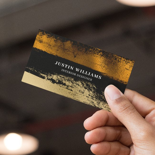 Modern Professional Gold Brush Stroke Abstract Business Invitations