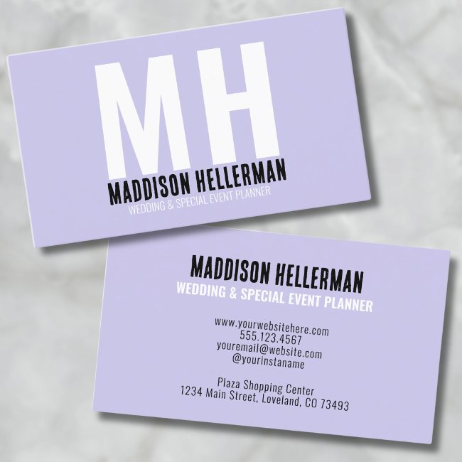 Modern Professional Monogram Purple Business Invitations