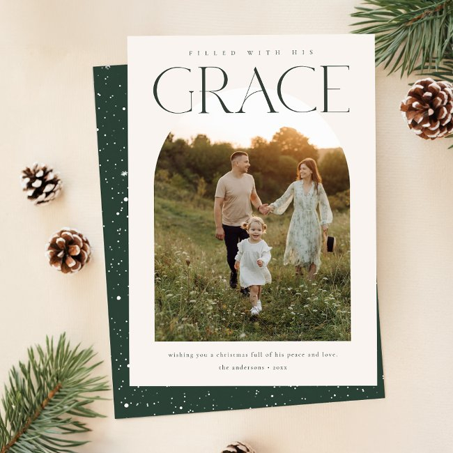 Modern Religious Christian Arch Photo Christmas Holiday Invitations