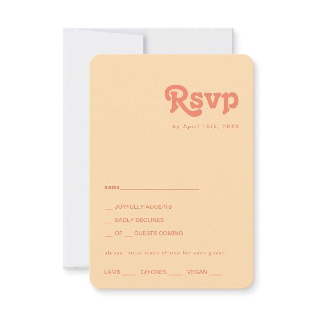 Modern Retro | Orange Cream Menu Choice Rsvp Invitations