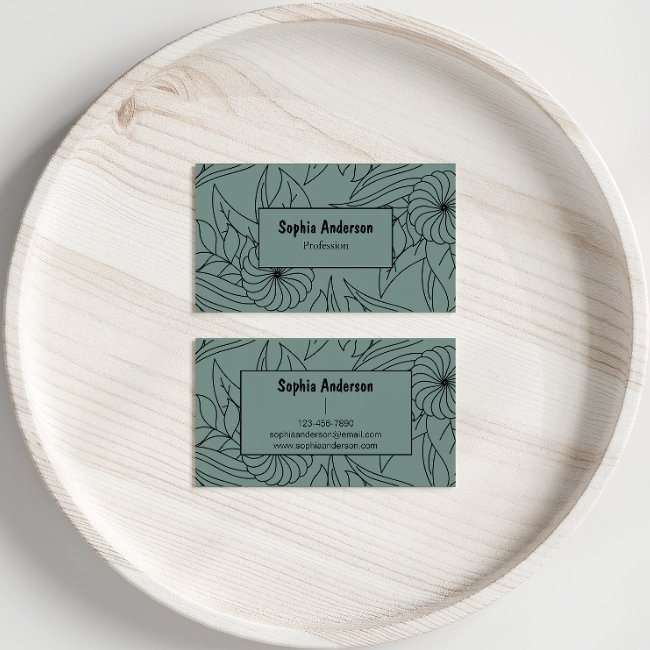Modern Sage Green Business Invitations With Floral Line