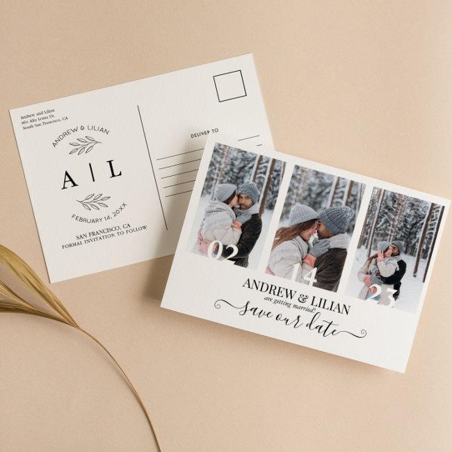 Modern Save The Date Monogram Photo Collage Simple Postinvitations