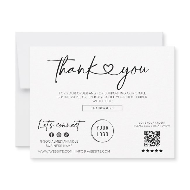 Modern Script Business Heart Font Thank You Invitations