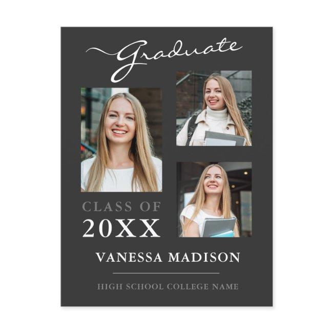 Modern Script Gray Graduate Announcement Postinvitations