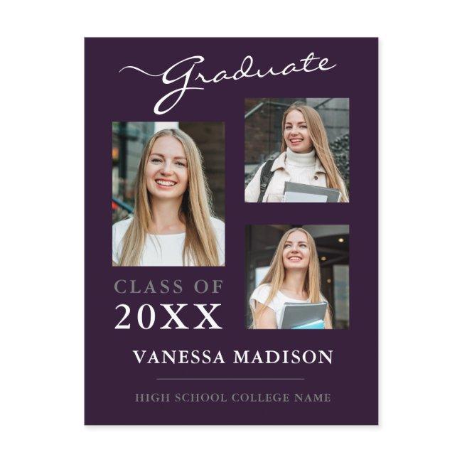 Modern Script Purple Graduate Announcement Postinvitations