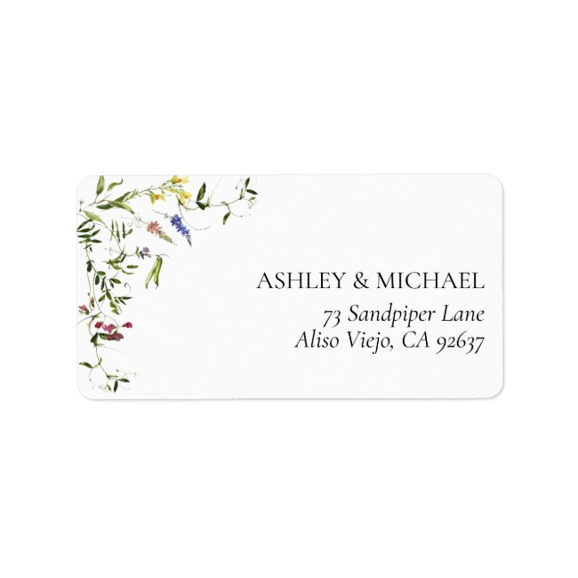 Modern Summer Wildflower Wedding Return Address Label