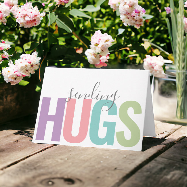 Modern Text Sending Hugs Thinking Of You Invitations