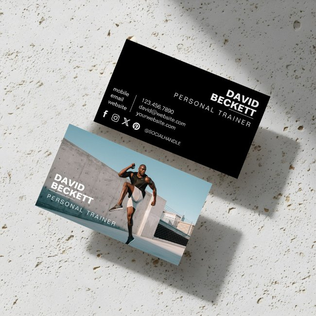 Modern & Trendy Personal Trainer Fitness Photo Business Invitations