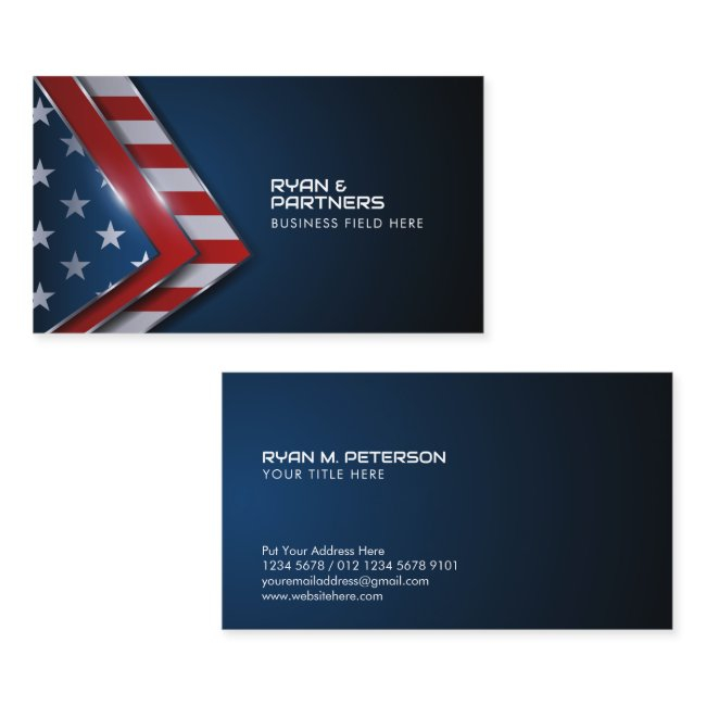 Modern Triangles Usa Flag | Insignia | Dark Blue Business Invitations