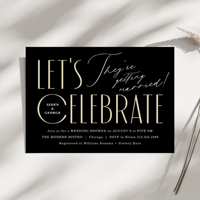 Modern Typography Grooms Wedding Shower Invitation