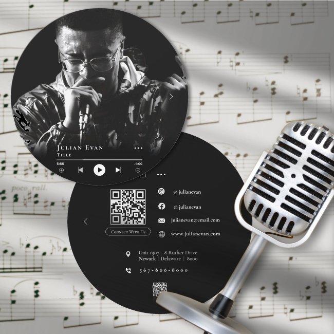 Modern Vinyl Record Musician Photo Business Invitations