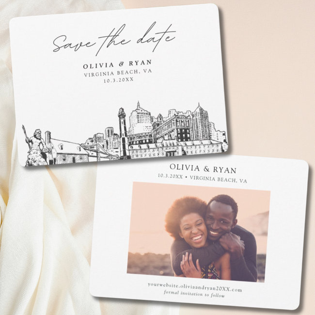 Modern Virginia Beach Wedding Save The Date Invitation
