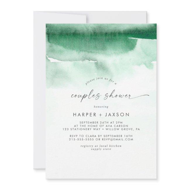 Modern Watercolor | Green Couples Shower Invitation