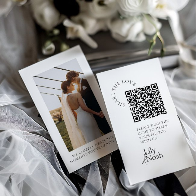 Modern Wedding Photo Share The Love Qr Code Enclosure Invitations