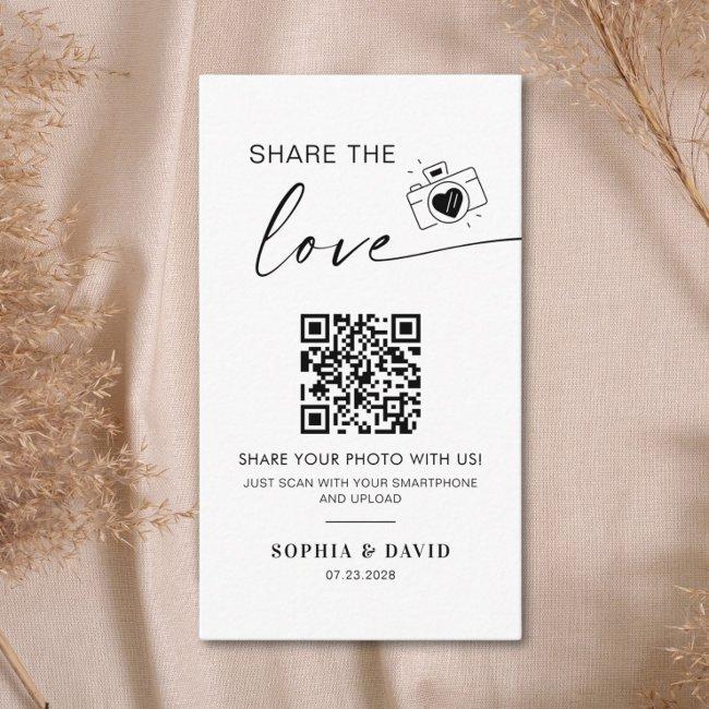 Modern Wedding Photos Share The Love Qr Code Enclosure Invitations