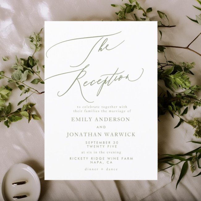 Modern White And Black Simple Wedding Reception Invitation