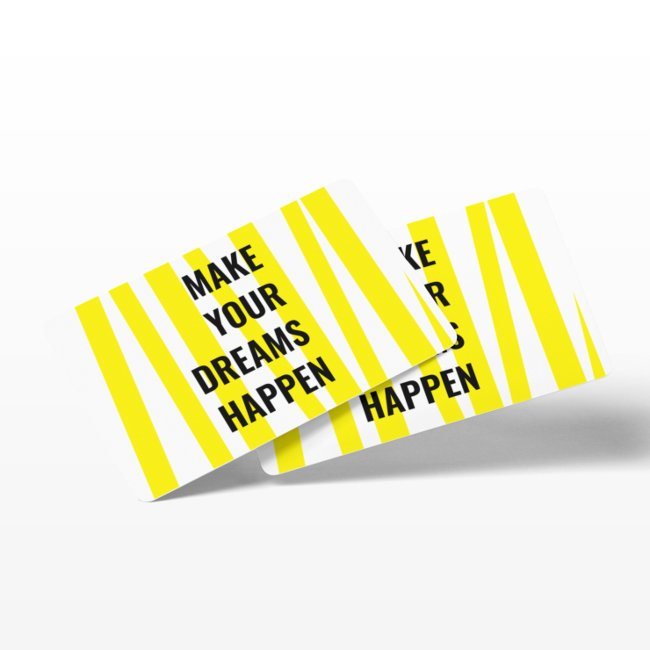 Modern Yellow Stripes & Make Your Dream Happen Business Invitations
