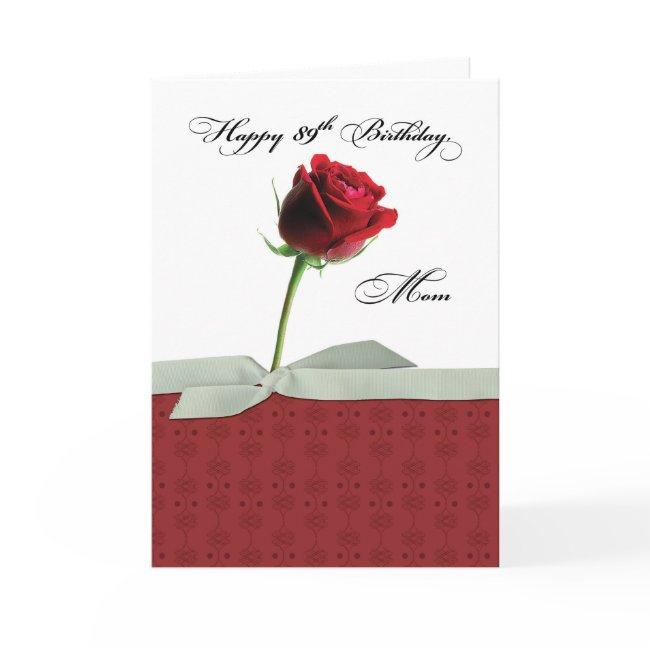 Mom 89th Birthday Red Rose Invitations