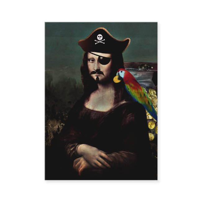 Mona Lisa Pirate Captain With Mustache Business Invitations