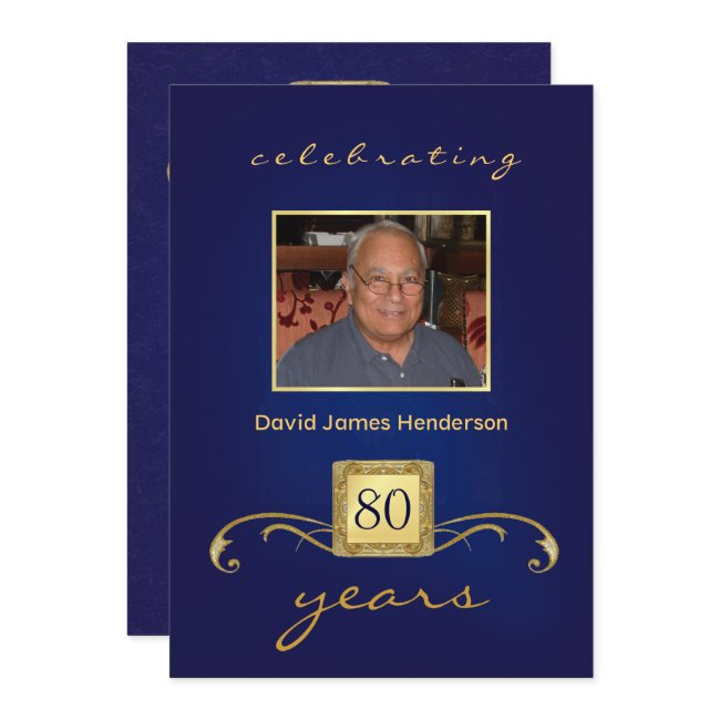 Monogram 80th Birthday Party Invitations Photo