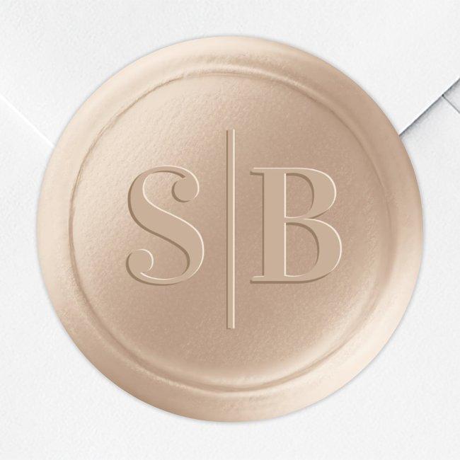 Monogram Champagne Gold Wax Seal Wedding Stickers