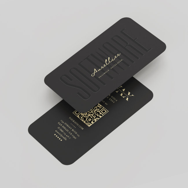 Monogram Software Engineer Modern Black Gold Business Invitations