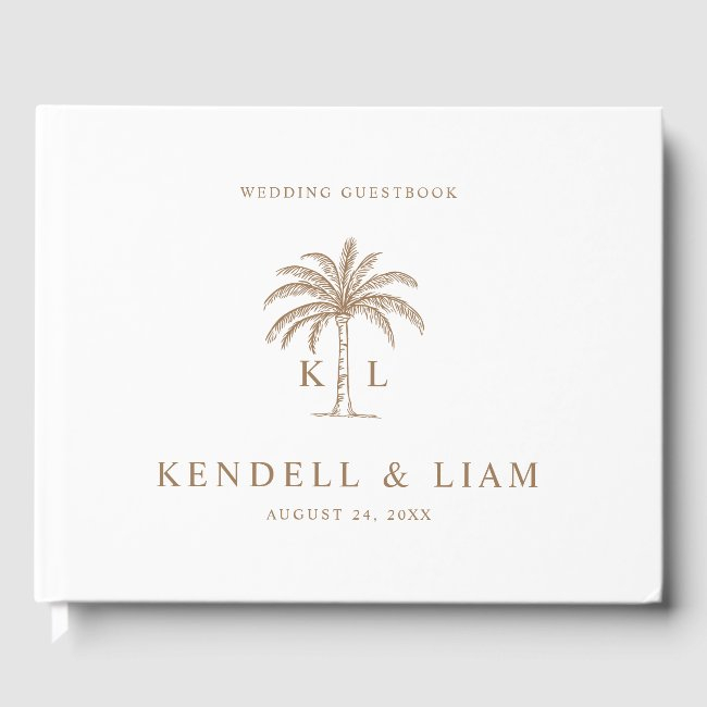 Monogram Wedding Logo Palm Tree Guest Book