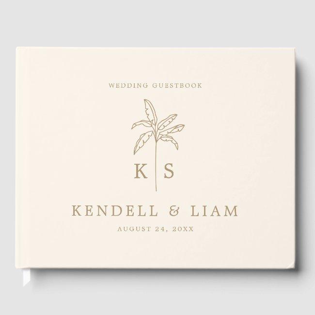 Monogram Wedding Logo Palm Tree Guest Book