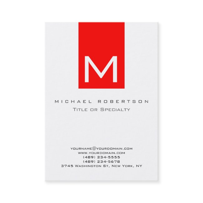Monogram White Red Stripe Chubby Business Invitations
