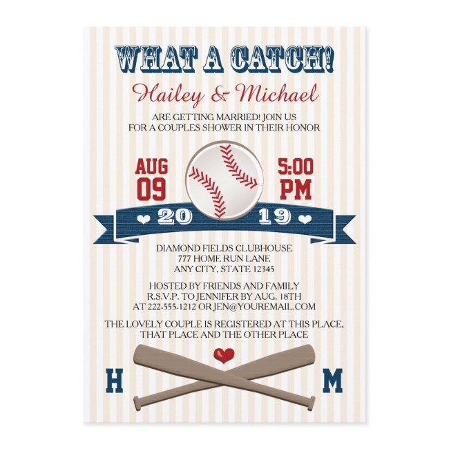 Monogrammed Baseball Couples Wedding Shower Invitation