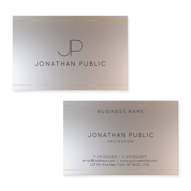Monogrammed Gold Silver Look Elegant Modern Business Invitations