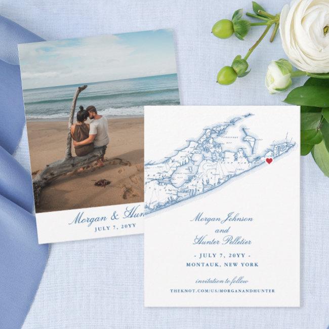 Montauk Map Save The Date For A Hamptons Wedding