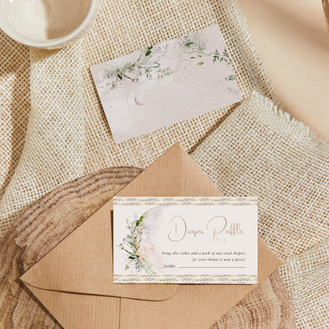 Moon Child | Boho Hippie Baby Shower Diaper Raffle Enclosure Invitations