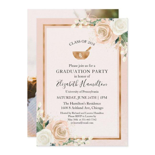 Mortar And Pestle Rx Pharmacy School Grad Photo Invitation