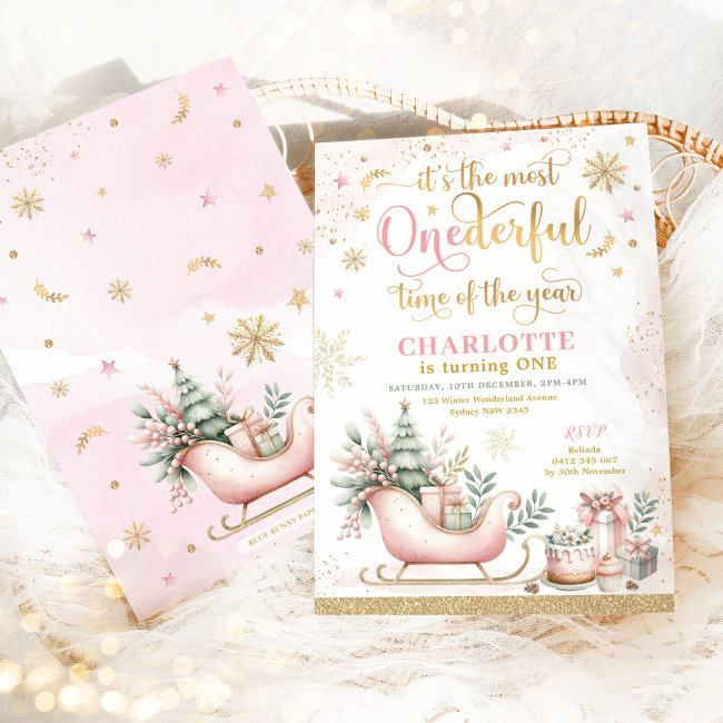 Most Onederful Time Of The Year Winter Birthday Invitation