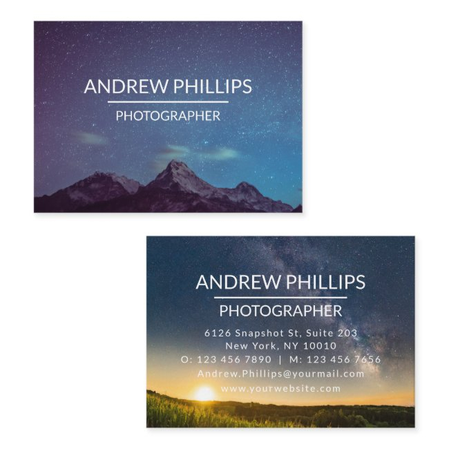 Mountain Starry Silhouette Sunrise Custom Business Business Invitations