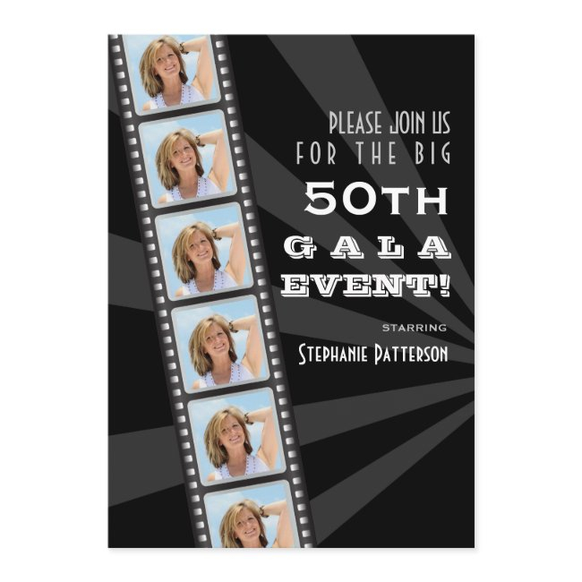 Movie Premiere Celebrity 50th Birthday Photo Gala Invitation