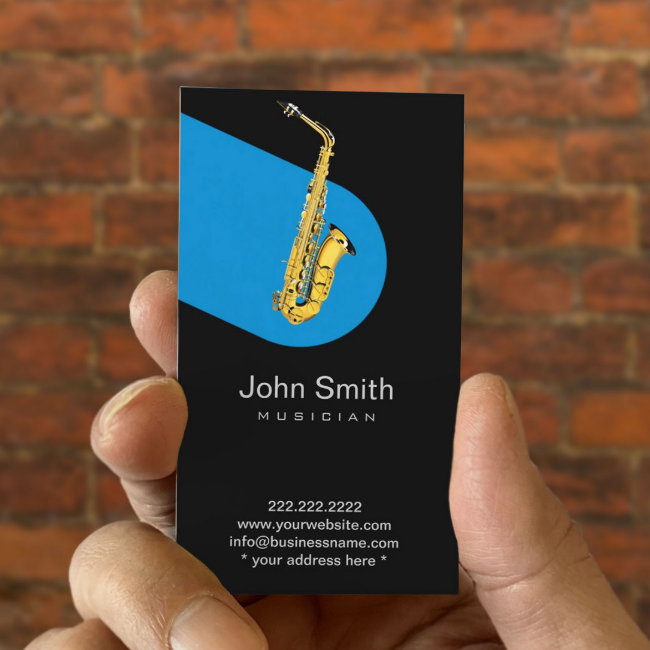 Music Blue Jazz Saxophone Musician Dark Business Invitations