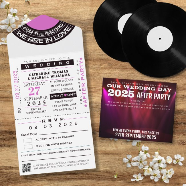 Music Concert Vip Ticket With Rsvp Wedding All In One Invitation