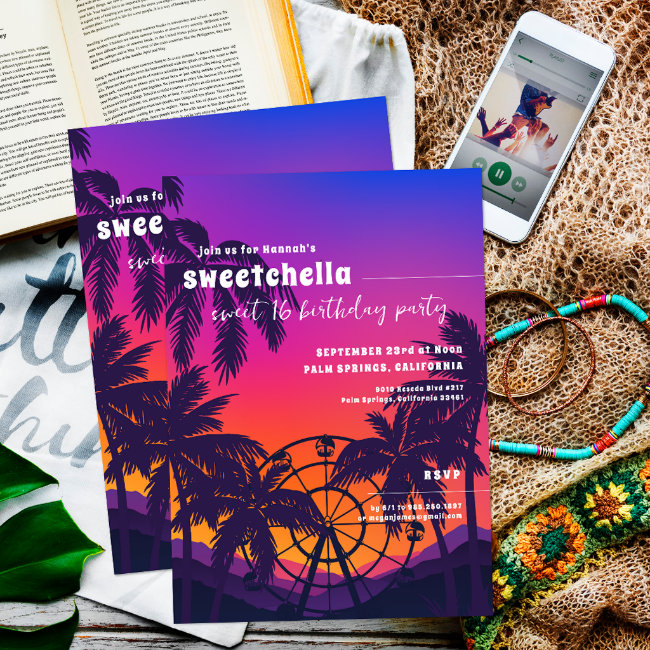 Music Festival | Ferris Wheel Palms Sweet 16 Invitation