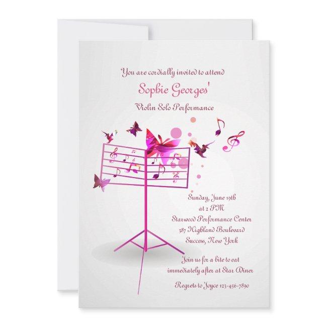 Music Stand Pink Invitation