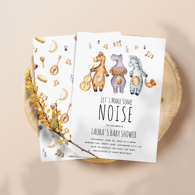 Musical Safari Trio; Gender Neutral Baby Shower Invitation
