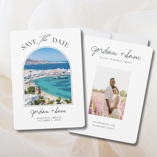 Mykonos Greece Wedding Save The Date Invitation