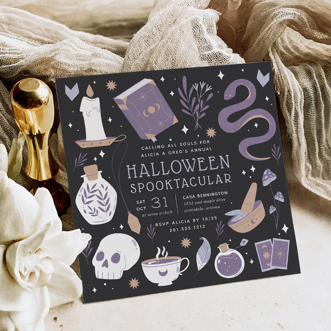 Mystic Boho Crystal Halloween Party Invitation