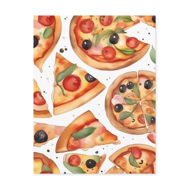 National Pizza Week F - Watercolors Holiday Invitations