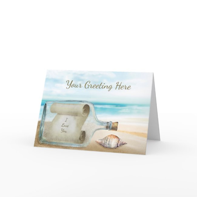 Nautical Beach Message In A Bottle Greeting Invitations
