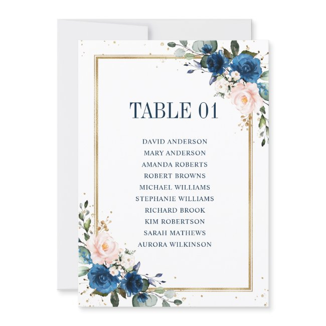 Navy Blue Blush Geometric Wedding Seating Chart Invitation