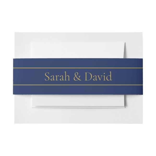 Navy Blue & Gold Name Surname Or Business Invitation Belly Band