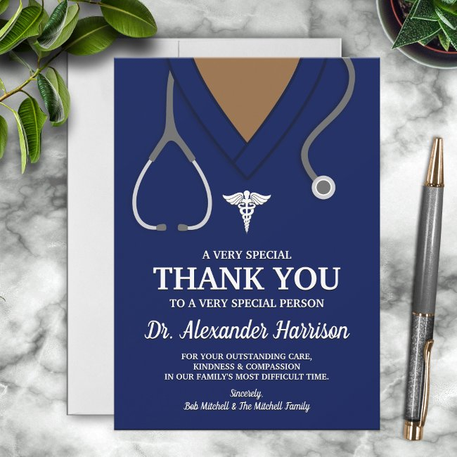 Navy Blue Scrubs Medical Professional Thank You