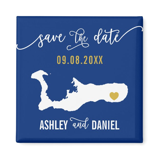 Navy Grand Cayman Wedding Save The Date Map Magnet